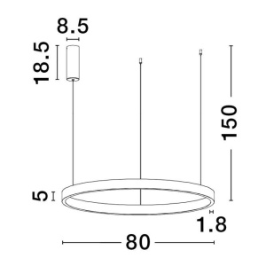 Lustra LED design circular cu iluminat sus si jos ELOWEN auriu, diametru 80cm 121746 universul-luminii.ro