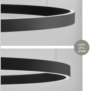 Lustra LED design circular cu iluminat sus si jos ELOWEN negru, diametru 60cm 121706 universul-luminii.ro
