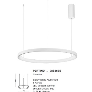Lustra LED design modern circular PERTINO alba 60W NVL-9853685 75946 universul-luminii.ro
