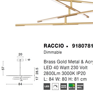 Lustra LED design modern cu brate reglabile RACCIO auriu 75636 universul-luminii.ro