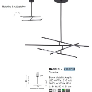 Lustra LED design modern cu brate reglabile RACCIO negru 75686 universul-luminii.ro