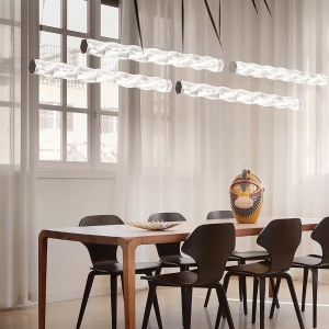Lustra LED design tehnico-decorativ realizat manual Hugo orizontal prisma - Img 4