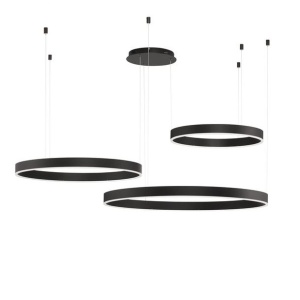 Lustra LED dimabila design circular MOTIF 3 ring negru - Img 1