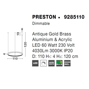 Lustra LED dimabila, design modern PRESTON, 60cm 74386 universul-luminii.ro