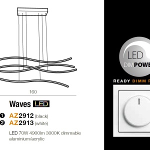 Lustra LED dimabila design modern Waves black 45796 universul-luminii.ro