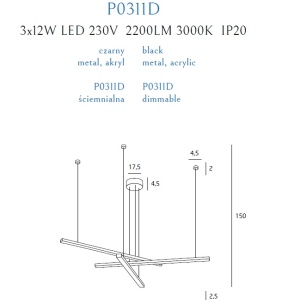 Lustra LED dimabila reglabila design modern TRIO P0311D MX 192636 universul-luminii.ro