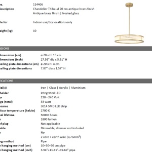 Lustra LED dimabila suspendata design elegant Thibaud S, alama antic - Img 3