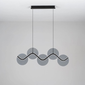 Lustra LED metal negru cu sticla fumurie, HALLEY - Img 3