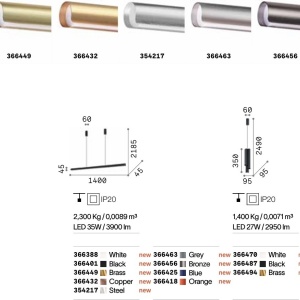 Lustra LED moderna DORICA SP3 D90 OTTONE - Img 3