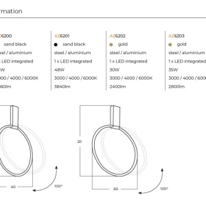 Lustra LED reglabila design circular VINCENT 40 BK - Img 3