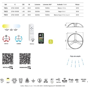 Lustra LED Smart cu Ventilator si telecomanda NEPAL Mini fag/alb 139756 universul-luminii.ro