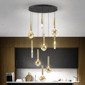 Lustra LED suspendata cu telecomanda Essenza negru, auriu
