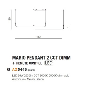 Lustra LED suspendata cu telecomanda MARIO 2 CCT DIMM BK 67096 universul-luminii.ro
