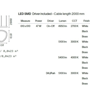 Lustra LED suspendata design circular GEMINI SP D061 ON-OFF BIANCO 4000K - Img 4