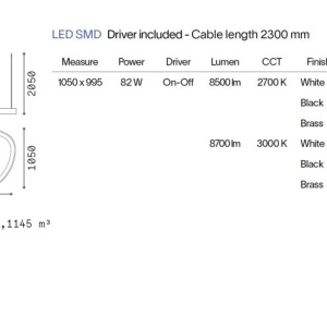 Lustra LED suspendata design circular Gemini sp d105 on-off 2700k negru 242326 universul-luminii.ro