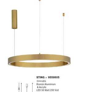 Lustra LED suspendata design circular STING Bronz 80cm - Img 3