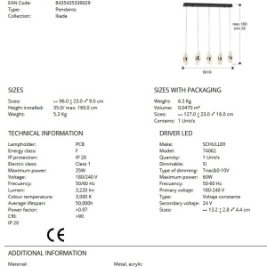 Lustra LED suspendata design elegant Iliada 5L - Img 6