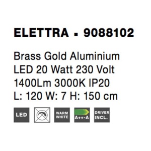 Lustra LED suspendata design liniar ELETTRA auriu, L-120cm - Img 2
