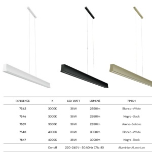 Lustra LED suspendata design liniar HANOK 38W 4000K alba 133466 universul-luminii.ro