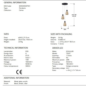 Lustra LED suspendata design modern Carisa 3L - Img 3