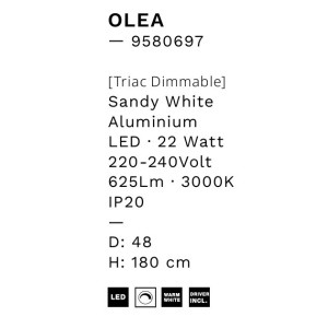 Lustra LED suspendata design modern OLEA, 48cm 236716 universul-luminii.ro
