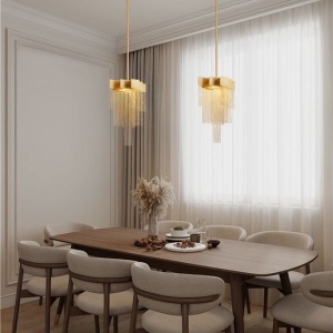 Lustra LED suspendata design modern REVIA aurie - Img 2