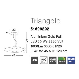 Lustra LED suspendata design modern Triangolo aurie - Img 3