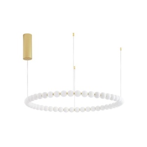 Lustra LED suspendata, dimabila, deosebita design lux PERLA opal, auriu 104cm