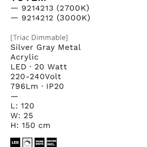 Lustra LED suspendata liniara design decorativ 2700K TOTEM - Img 7