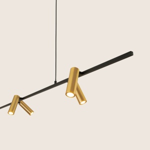 Lustra LED suspendata moderna Senta Bar negru/auriu - Img 4