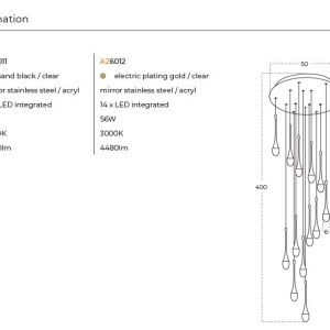 Lustra LED XXL suspendata design decorativ DALMA 14 round BK - Img 3
