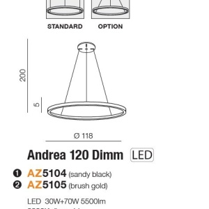 Lustra LED XXL suspendata design modern ANDREA 120 3000K DIMM BK 120526 universul-luminii.ro