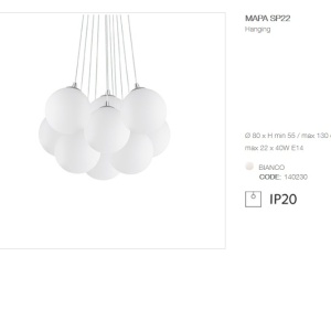 Lustra moderna cu 22 pendule MAPA SP22 BIANCO 140230 50686 universul-luminii.ro