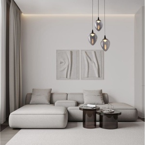 Lustra moderna cu 3 pendule LED, Metal, Sticla, Fumuriu, Nali 168456 universul-luminii.ro