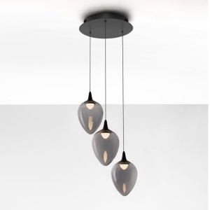 Lustra moderna cu 3 pendule LED, Metal, Sticla, Fumuriu, Nali 245156 universul-luminii.ro