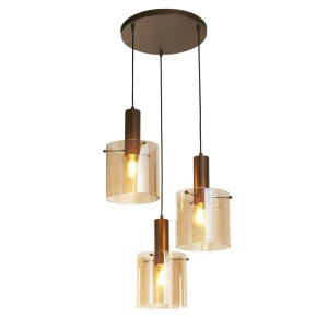 Lustra moderna cu 3 pendule Sweden moca, chihlimbar 137026 universul-luminii.ro