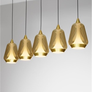 Lustra moderna cu 4 pendule LED, Metal, Sticla, Champaigne, ALISH - Img 3