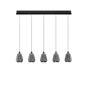 Lustra moderna cu 4 pendule LED, Metal, Sticla, Fumuriu, ALISH
