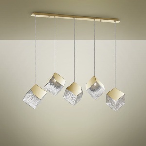Lustra moderna cu 5 Pendule design decorativ Priscila aurie 122546 universul-luminii.ro