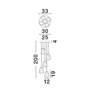Lustra moderna cu 5 pendule LED, Metal, Sticla, Champaign, ALISH 168436 universul-luminii.ro