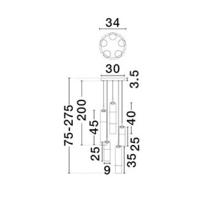 Lustra moderna cu 5 pendule LED, Metal, Sticla, Cognac, SANO 168626 universul-luminii.ro