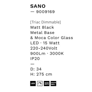 Lustra moderna cu 5 pendule LED, Metal, Sticla, Moca, SANO 168606 universul-luminii.ro