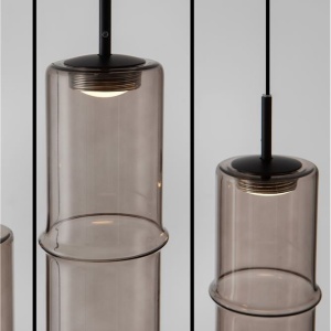 Lustra moderna cu 5 pendule LED, Metal, Sticla, Moca, SANO 245286 universul-luminii.ro
