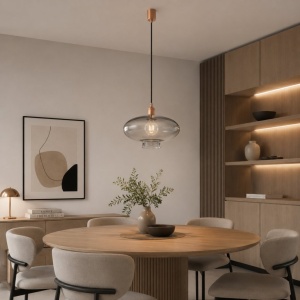 Lustra/pendul design decorativ TRESCO cupru/fumuriu - Img 2