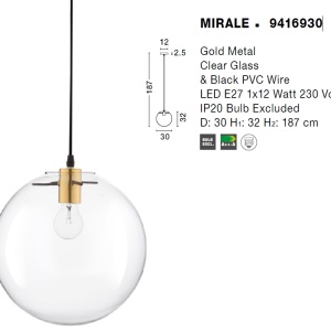 Lustra, Pendul design modern MIRALE, 30cm 75096 universul-luminii.ro