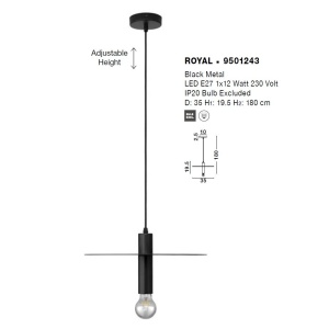 Lustra/Pendul design modern ROYAL negru 138646 universul-luminii.ro