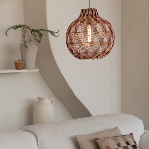 Lustra/Pendul Eco, Bambus, Mendoza natural/maro, S 243496 universul-luminii.ro