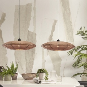 Lustra/Pendul eco din ratan Tanami disc L, nat 213636 universul-luminii.ro