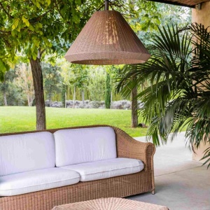 Lustra/Pendul iluminat exterior decorativ SAIGON cone T70 gri/maro 127766 universul-luminii.ro