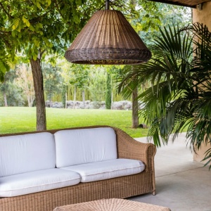 Lustra/Pendul iluminat exterior decorativ SAIGON cone W70 gri/maro 127776 universul-luminii.ro